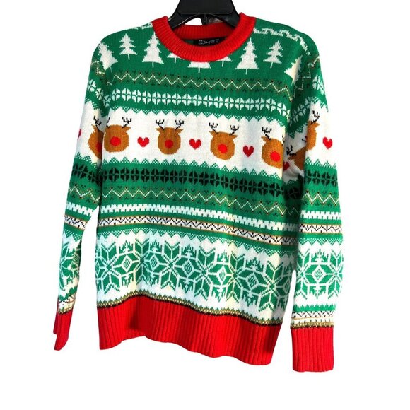 Simpler Womens Sweater Christmas Top Red/Green Multicolored Size M - Picture 1 of 5